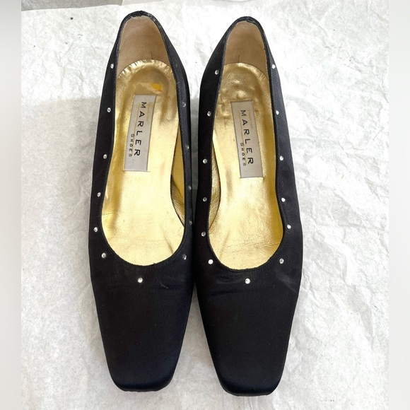 Vintage 1980’s Black Rhinestone Heels, 6N - Picture 2 of 4